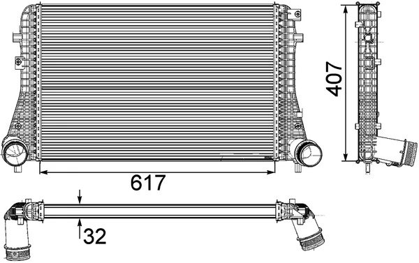 INTERCOOLER MAHLE CI 208 000P - Compatibil cu SEAT, VW