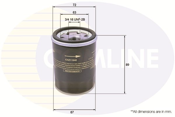 FILTRU ULEI COMLINE CSZ11940 - Compatibil cu DAIHATSU, FIAT, NISSAN, PERODUA, SUBARU, SUZUKI, TOYOTA, VW