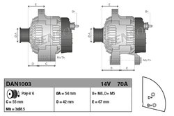 ALTERNATOR DENSO DAN1003 - Compatibil cu FIAT, FORD, LANCIA