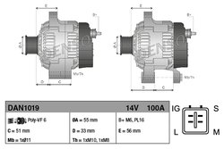 ALTERNATOR DENSO DAN1019 - Compatibil cu TOYOTA