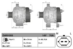 ALTERNATOR DENSO DAN1055 - Compatibil cu OPEL, VAUXHALL