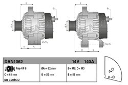 ALTERNATOR DENSO DAN1062 - Compatibil cu ALFA ROMEO, FIAT, LANCIA, SUZUKI