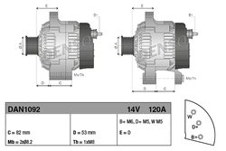 ALTERNATOR DENSO DAN1092 - Piesa auto compatibila cu mai multe marci
