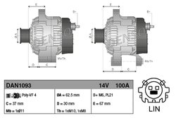 ALTERNATOR DENSO DAN1093 - Compatibil cu TOYOTA