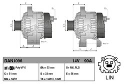 ALTERNATOR DENSO DAN1096 - Compatibil cu TOYOTA
