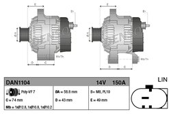 ALTERNATOR DENSO DAN1104 - Compatibil cu LAND ROVER