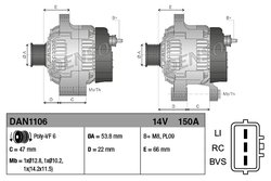 ALTERNATOR DENSO DAN1106 - Compatibil cu LAND ROVER