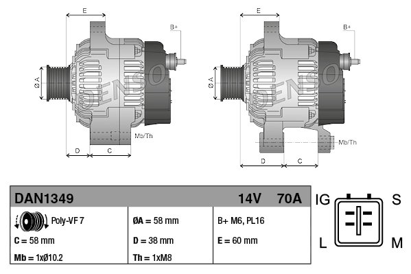 Alternator Denso DAN1349