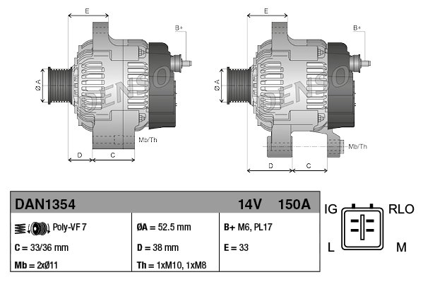 Alternator Denso DAN1354