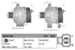 ALTERNATOR DENSO DAN1487 - Compatibil cu ISUZU