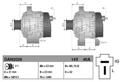 ALTERNATOR DENSO DAN2026 - Piesa auto compatibila cu mai multe marci