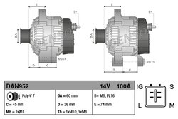 ALTERNATOR DENSO DAN952 - Compatibil cu TOYOTA