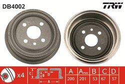 TAMBUR FRANA TRW DB4002 - Compatibil cu BEDFORD, CHEVROLET, DAEWOO, FSO, HOLDEN, OPEL, VAUXHALL