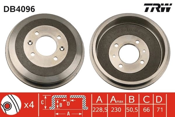 TAMBUR FRANA TRW DB4096 - Compatibil cu CITROEN, PEUGEOT