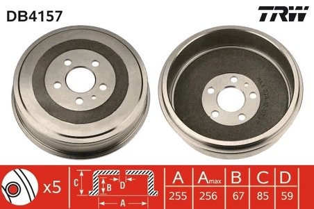 TAMBUR FRANA TRW DB4157 - Compatibil cu CITROEN, FIAT, LANCIA, PEUGEOT