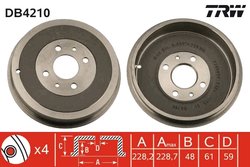 TAMBUR FRANA TRW DB4210 - Compatibil cu ALFA ROMEO, FIAT, LANCIA