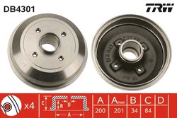 TAMBUR FRANA TRW DB4301 - Compatibil cu OPEL, VAUXHALL