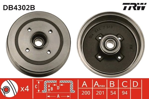 TAMBUR FRANA TRW DB4302B - Compatibil cu OPEL, VAUXHALL