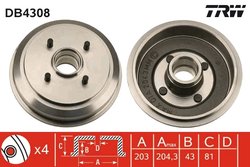 TAMBUR FRANA TRW DB4308 - Compatibil cu FORD, FORD AUSTRALIA, MAZDA