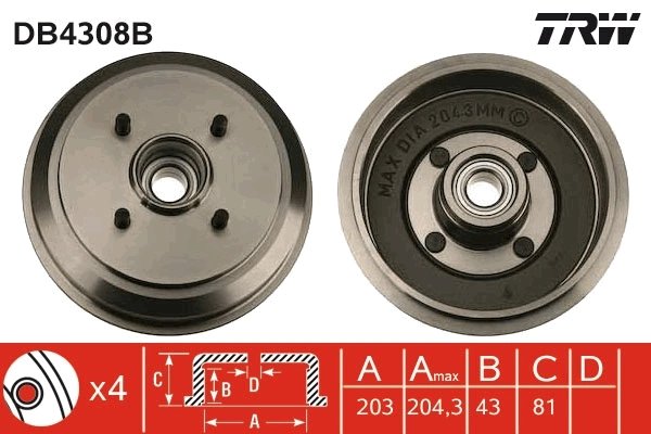 Tambur frana TRW DB4308B
