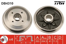 TAMBUR FRANA TRW DB4310 - Compatibil cu CITROEN, PEUGEOT