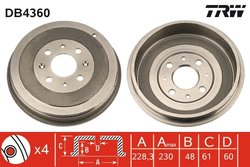 TAMBUR FRANA TRW DB4360 - Compatibil cu FIAT, OPEL, VAUXHALL
