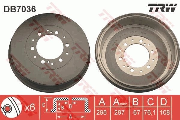 TAMBUR FRANA TRW DB7036 - Compatibil cu TOYOTA