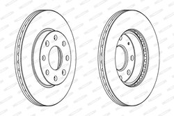 DISC FRANA FERODO DDF1279C - Compatibil cu CHEVROLET, DAEWOO, DODGE, OPEL, SAAB, ZAZ