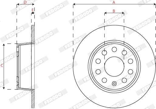 DISC FRANA FERODO DDF2825C - Compatibil cu AUDI, SEAT, SKODA, VW