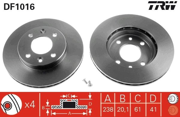 DISC FRANA TRW DF1016 - Compatibil cu NISSAN, RENAULT