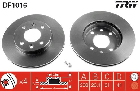 DISC FRANA TRW DF1016 - Compatibil cu NISSAN, RENAULT
