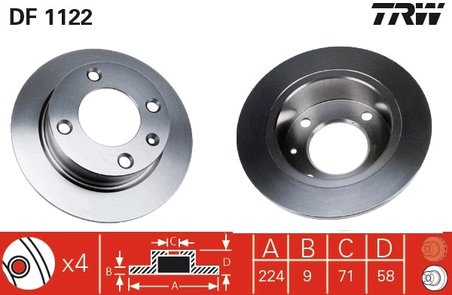 DISC FRANA TRW DF1122 - Compatibil cu CITROEN