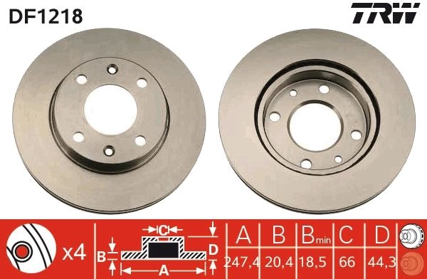 DISC FRANA TRW DF1218 - Compatibil cu CITROEN, PEUGEOT