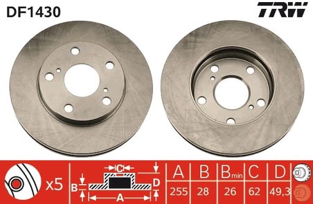 DISC FRANA TRW DF1430 - Compatibil cu HOLDEN, TOYOTA