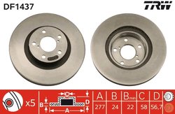 DISC FRANA TRW DF1437 - Compatibil cu SUBARU, TOYOTA