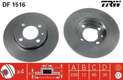 DISC FRANA TRW DF1516 - Compatibil cu AUDI, SEAT, VW, VW (FAW), VW (SVW)
