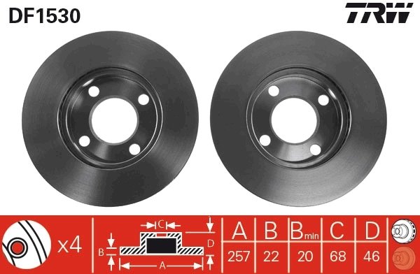 DISC FRANA TRW DF1530 - Compatibil cu AUDI