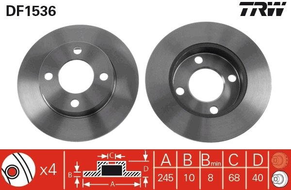 DISC FRANA TRW DF1536 - Compatibil cu AUDI
