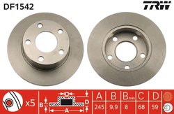 DISC FRANA TRW DF1542 - Compatibil cu AUDI
