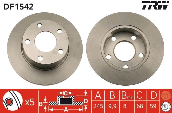 DISC FRANA TRW DF1542 - Compatibil cu AUDI