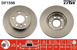 DISC FRANA TRW DF1596 - Compatibil cu VW