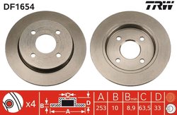 DISC FRANA TRW DF1654 - Compatibil cu FORD, FORD AUSTRALIA, PANTHER, TVR
