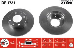 DISC FRANA TRW DF1721 - Compatibil cu AUTOBIANCHI, FIAT, FORD OTOSAN, FSO, INNOCENTI, LANCIA, PININFARINA, SEAT, TOFAS, YUGO, ZA