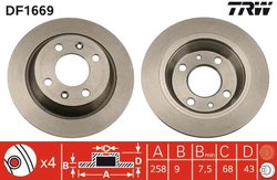 DISC FRANA TRW DF1669 - Compatibil cu SAAB