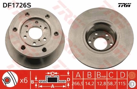 DISC FRANA TRW DF1726S - Compatibil cu ALFA ROMEO, IVECO