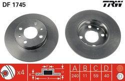 DISC FRANA TRW DF1745 - Compatibil cu ABARTH, ALFA ROMEO, CHRYSLER, FIAT, FORD, LANCIA