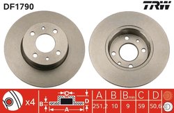 DISC FRANA TRW DF1790 - Compatibil cu ALFA ROMEO, CHRYSLER, FIAT, LANCIA