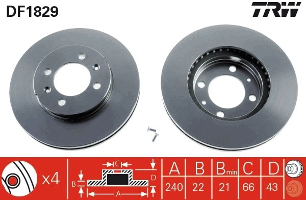 DISC FRANA TRW DF1829 - Compatibil cu AUSTIN, MG, RELIANT, ROVER