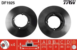 DISC FRANA TRW DF1925 - Compatibil cu BEDFORD, BYD, DAEWOO, HOLDEN, MARUTI, SUZUKI, SUZUKI (CHANGAN), VAUXHALL