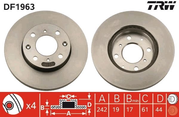 DISC FRANA TRW DF1963 - Compatibil cu ACURA, HONDA